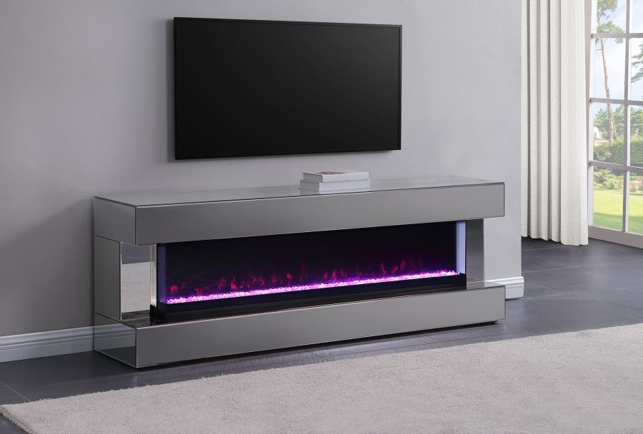 Vallerie 71" TV Stand with Visual Flame Box Mirror