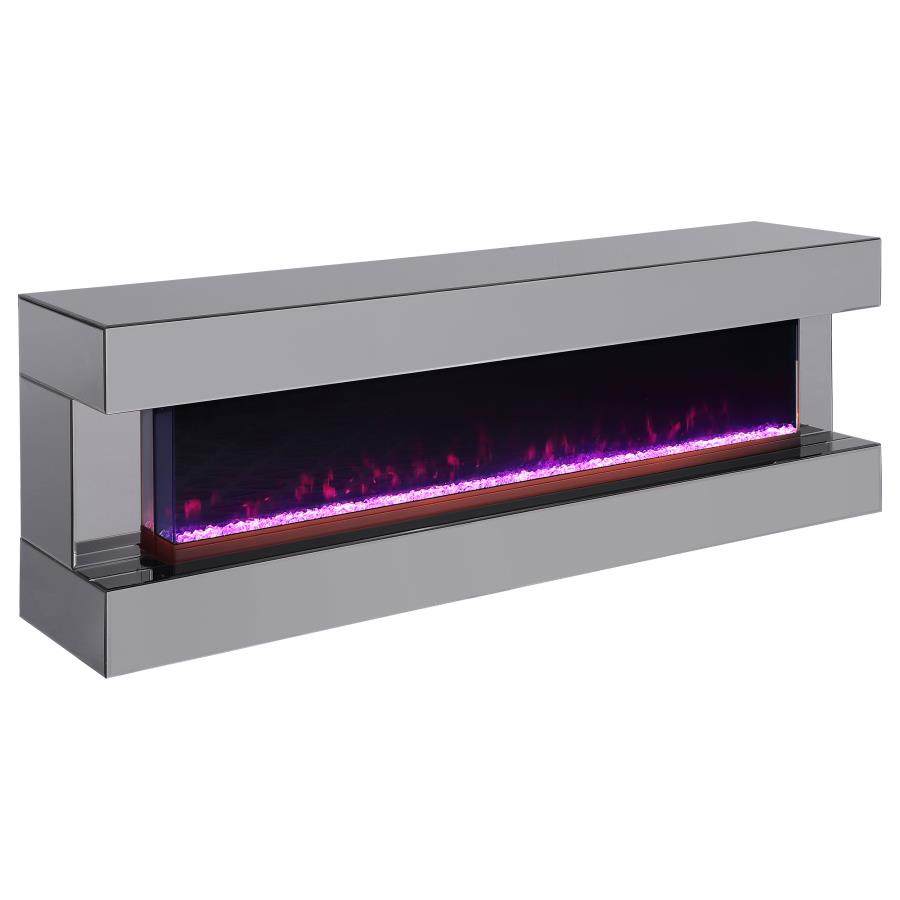 Vallerie 71" TV Stand with Visual Flame Box Mirror