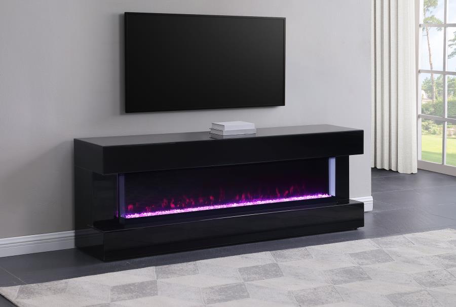 Vallerie 71" TV Stand with Visual Flame Box Mirror