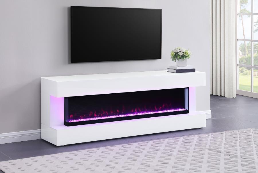 Vallerie 71" TV Stand with Visual Flame Box Mirror