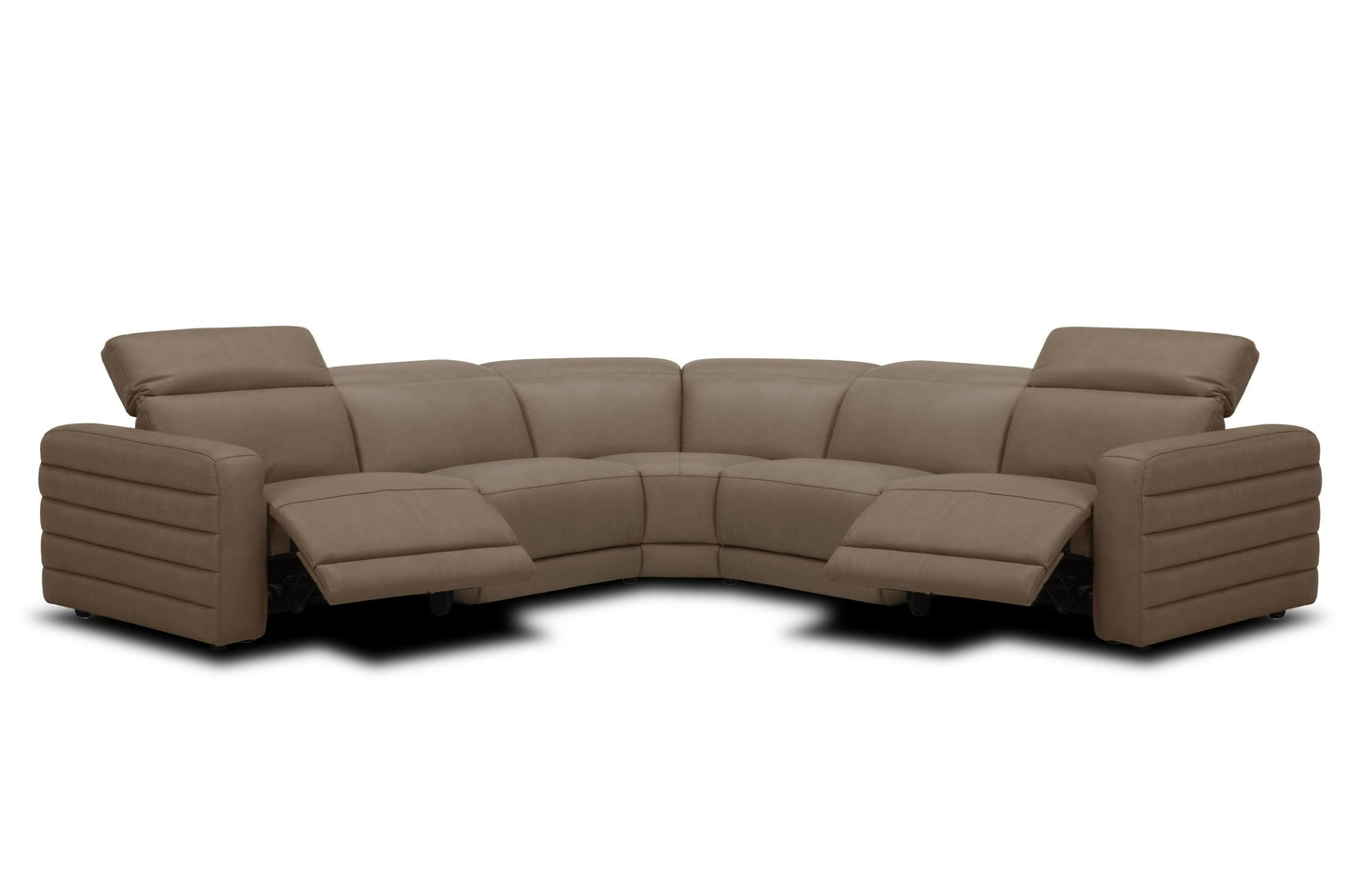 Divani Casa Bianca - Modern Brown Leather Sectional Sofa w/ 3 Recliners. Estimated Back In Stock on:
June, 10 2025