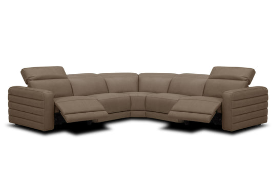 Divani Casa Bianca - Modern Brown Leather Sectional Sofa w/ 3 Recliners.                       Estimated Back In Stock on:
June, 10 2025