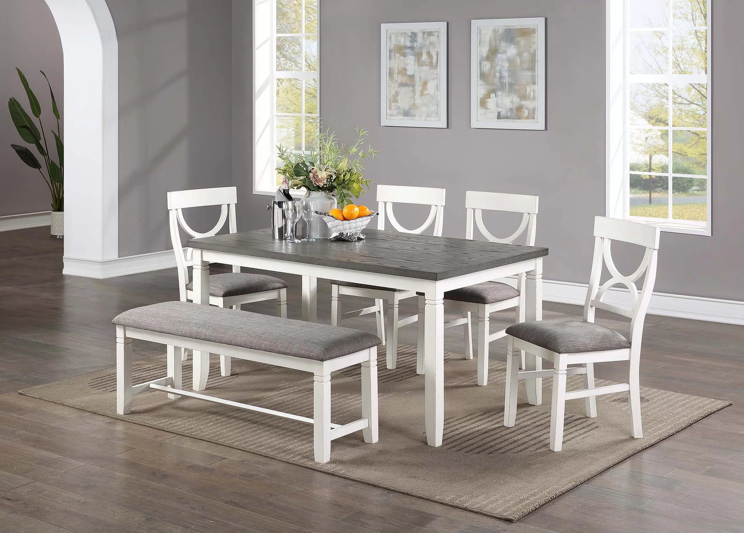 Dining Set Table + 4 Chairs + Bench