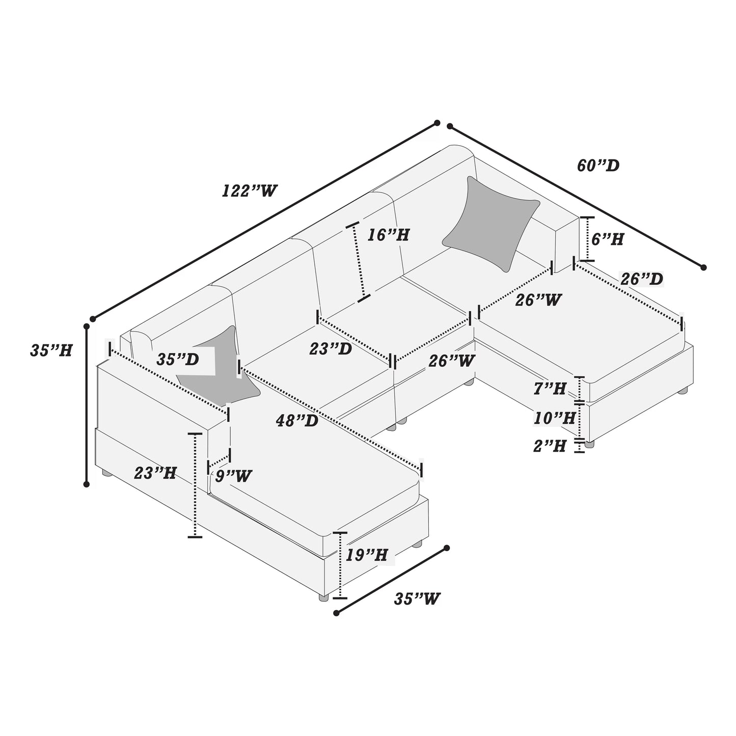 Sectional Double Chaise