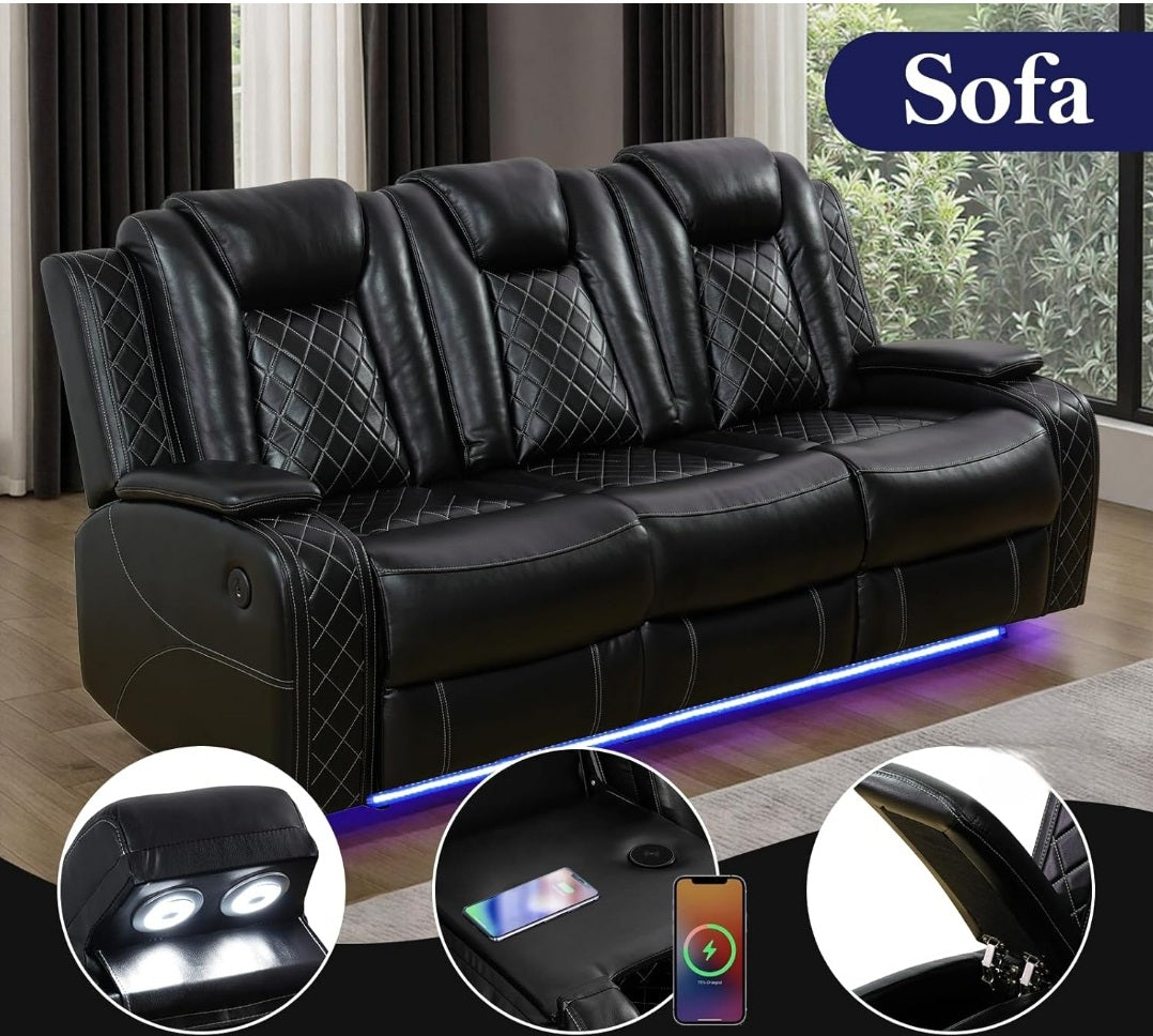 Power Recliner Sofas Set, Sofa Loveseat Chair , 3 Piece Set)