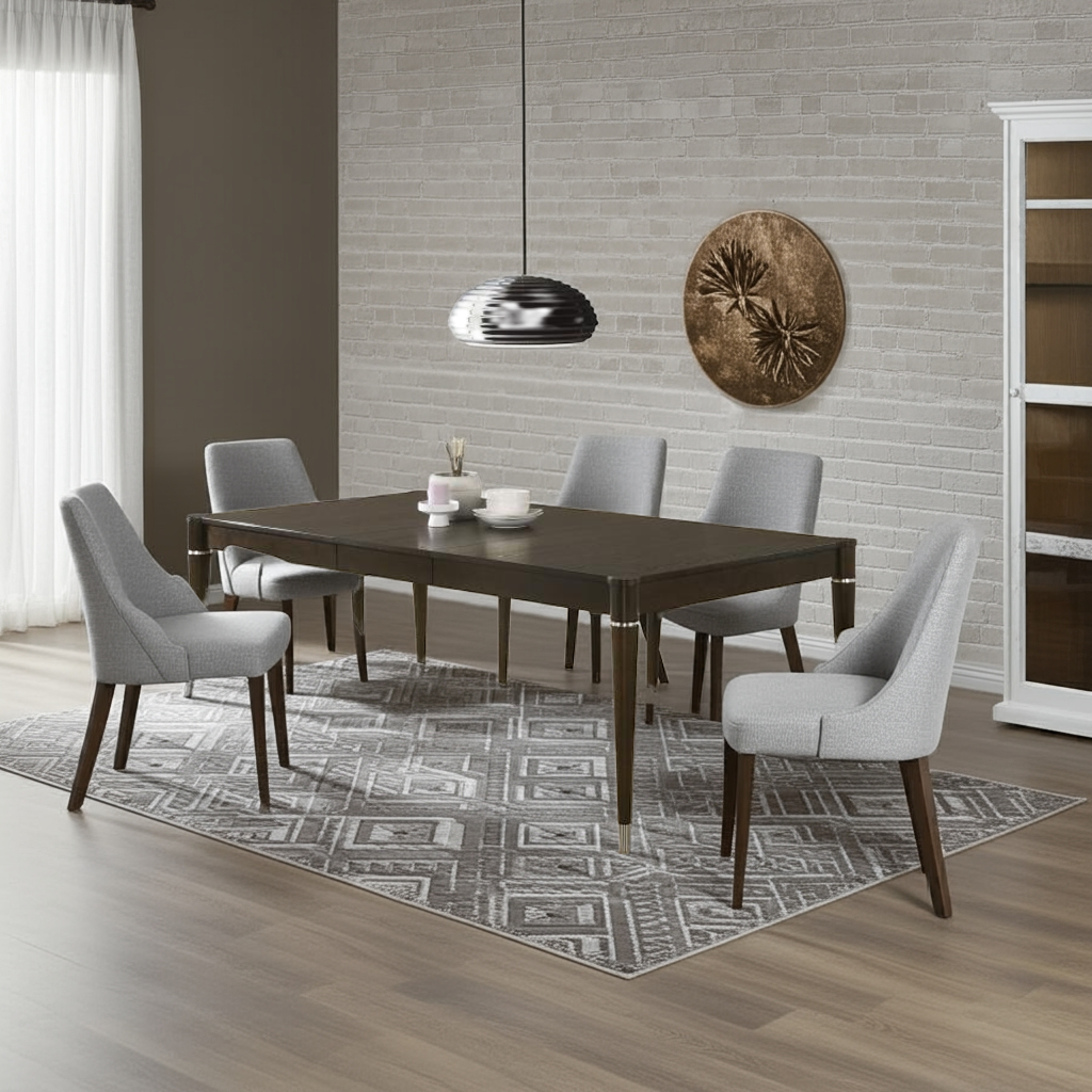 7-piece Rectangular Dining Set Ash Brown