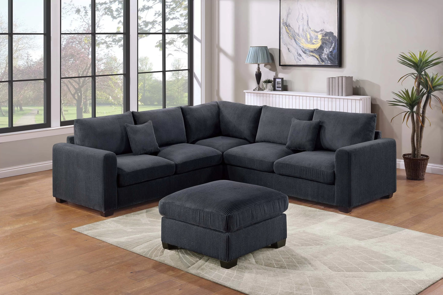 SECTIONAL W OTTOMAN Black