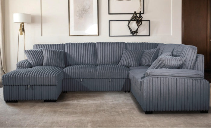 U-Shaped Pull Out Sectional Sofa w/ Storage Chaise