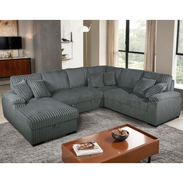 U-Shaped Pull Out Sectional Sofa w/ Storage Chaise