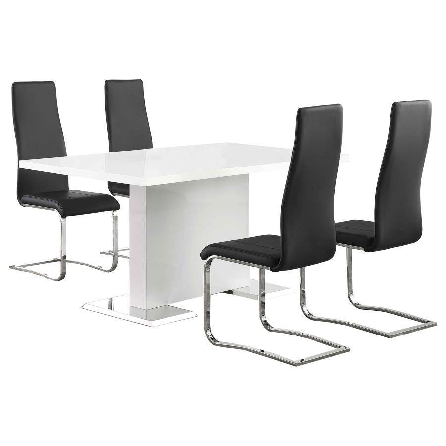 5-piece Dining Table Set White High Gloss and Black