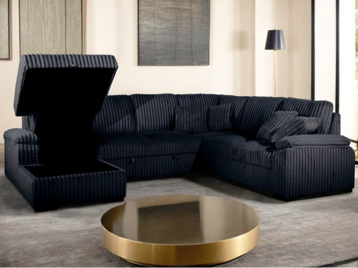 U-Shaped Pull Out Sectional Sofa w/ Storage Chaise