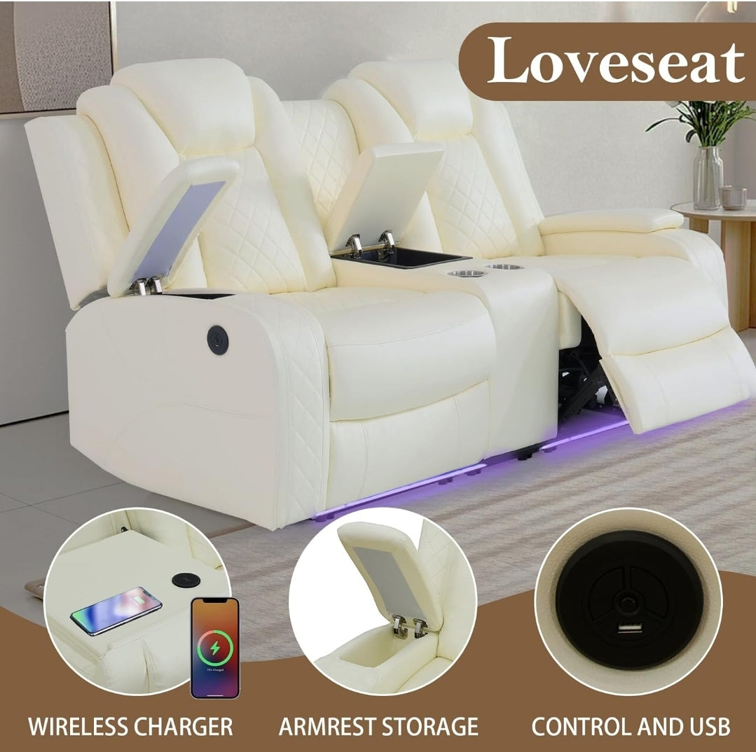 Power Recliner Sofas Set, Sofa Loveseat Chair , 3 Piece Set)