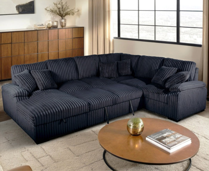 U-Shaped Pull Out Sectional Sofa w/ Storage Chaise
