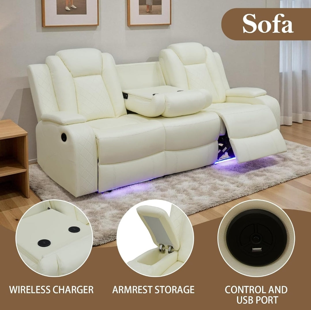 Power Recliner Sofas Set, Sofa Loveseat Chair , 3 Piece Set)
