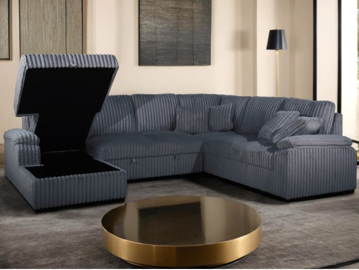 U-Shaped Pull Out Sectional Sofa w/ Storage Chaise