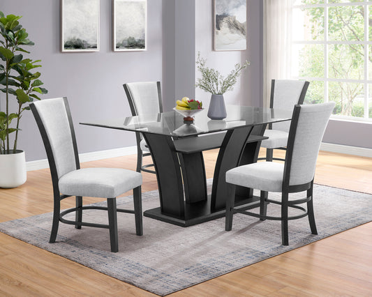 Camelia 5-Piece Glass Dining Set – Dove