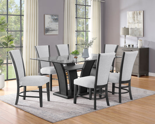 Camelia 7-Piece Glass Dining Set – Dove