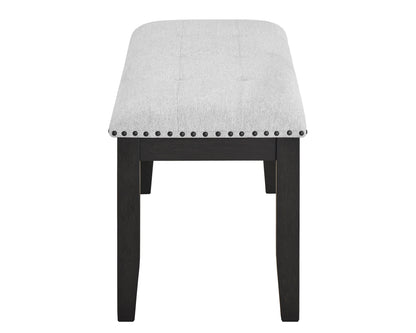 End view of the Vance Dove upholstered dining bench