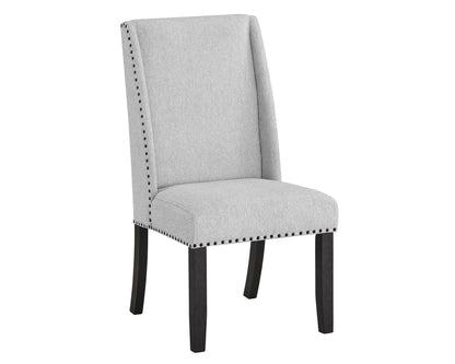 Vance Dove upholstered wingback dining chair with nailhead trim, sold as a set of two