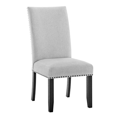 Varley Dove upholstered dining chair with nailhead trim, sold as a pair