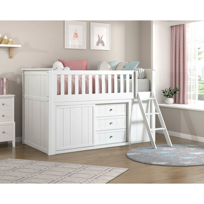 Low Loft Bunk with Bookcase and Dresser