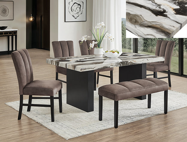 Dining Table Set FAUX MARBLE