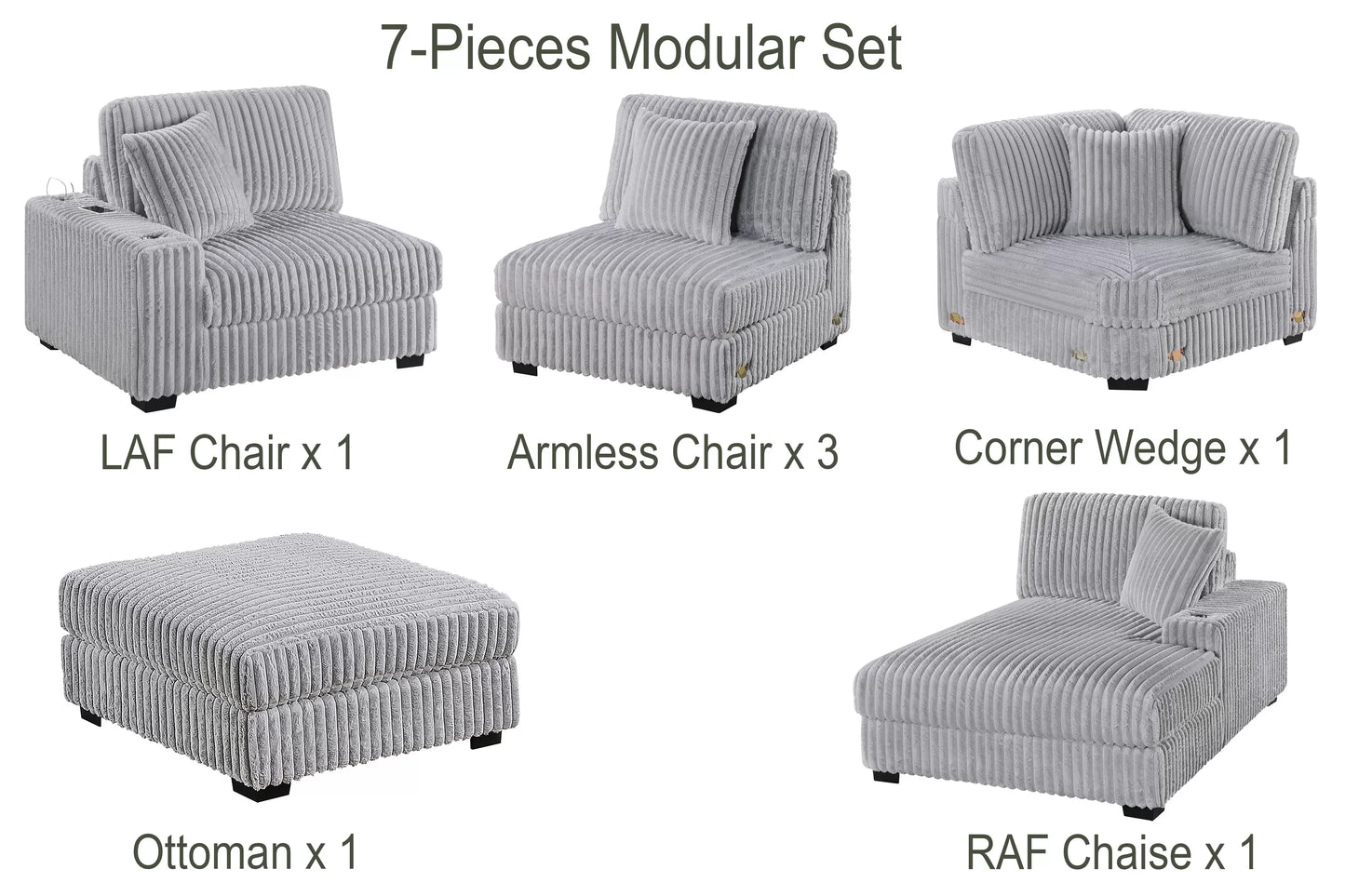 U Shaped Sectional W Ottoman Modular/ Also Available NO Ottoman
