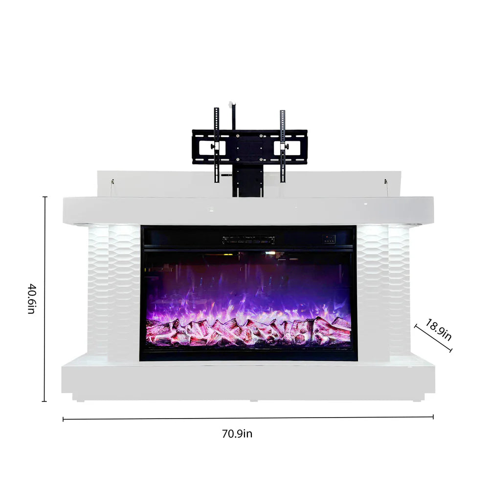 71" TV Stand Fireplace with Heating Function and Bluetooth speaker