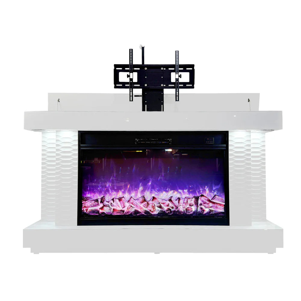 71" TV Stand Fireplace with Heating Function and Bluetooth speaker