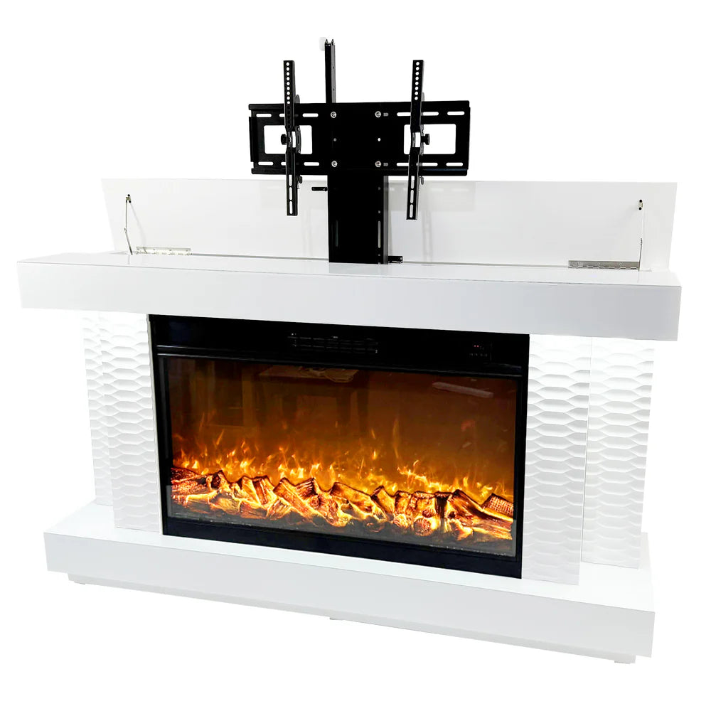 71" TV Stand Fireplace with Heating Function and Bluetooth speaker