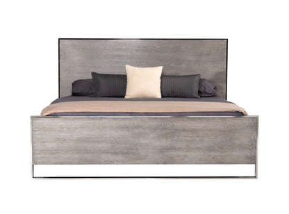 Modrest Charlene Modern Grey Elm & Stainless Steel Bed.       Low in Stock, please call