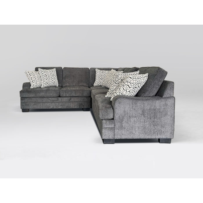 8233

DARK GRAY Fabric Stationary Sectional Sofa w/ 6 Pillows