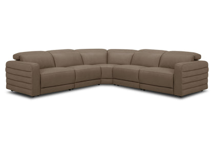 Divani Casa Bianca - Modern Brown Leather Sectional Sofa w/ 3 Recliners.                       Estimated Back In Stock on:
June, 10 2025