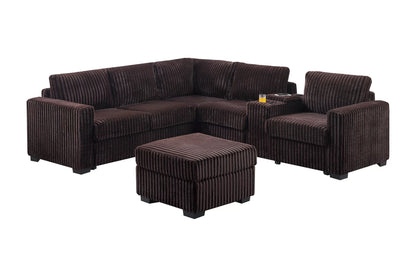 Sectional W Ottoman /USB Console & Cup Holders Reversible Loveseat
