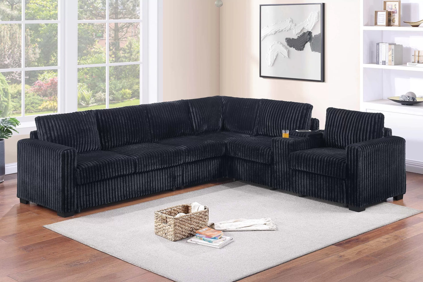 Sectional W/USB Console & Cup Holders Reversible Loveseat