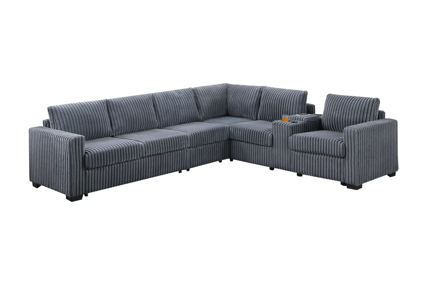 Sectional W/USB Console & Cup Holders Reversible Loveseat