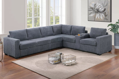 Sectional W/USB Console & Cup Holders Reversible Loveseat