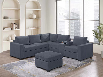 Sectional W Ottoman /USB Console & Cup Holders Reversible Loveseat