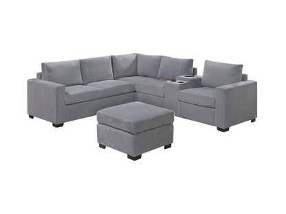 Sectional W Ottoman /USB Console & Cup Holders Reversible Loveseat