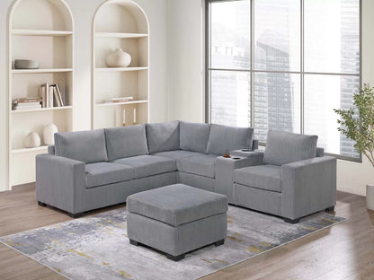 Sectional W Ottoman /USB Console & Cup Holders Reversible Loveseat