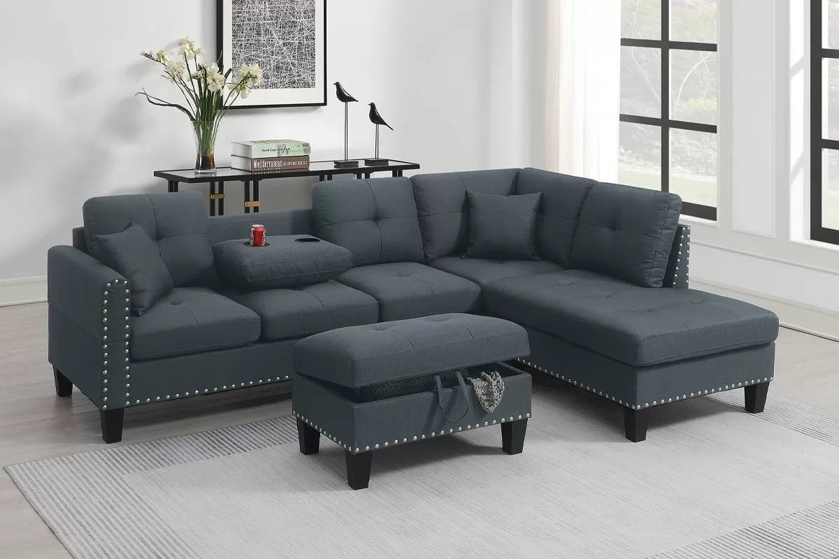 Sectional /W Storage Ottoman & Cup Holders