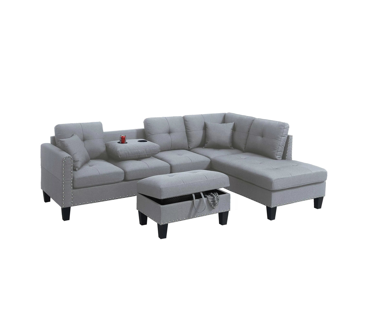 Sectional /W Storage Ottoman & Cup Holders