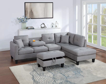 Sectional /W Storage Ottoman & Cup Holders