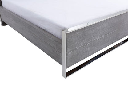 Modrest Charlene Modern Grey Elm & Stainless Steel Bed.       Low in Stock, please call
