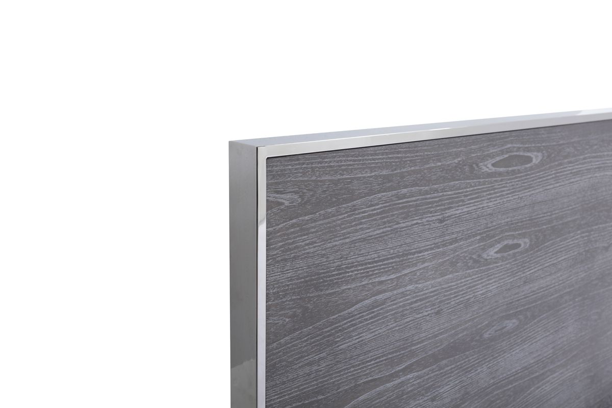 Modrest Charlene Modern Grey Elm & Stainless Steel Bed.       Low in Stock, please call