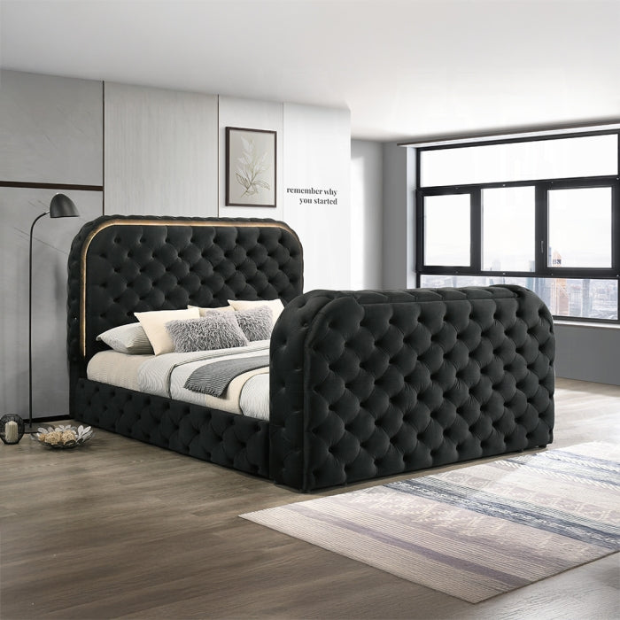 Kana Bed w/LED, Fireplace & TV Stand