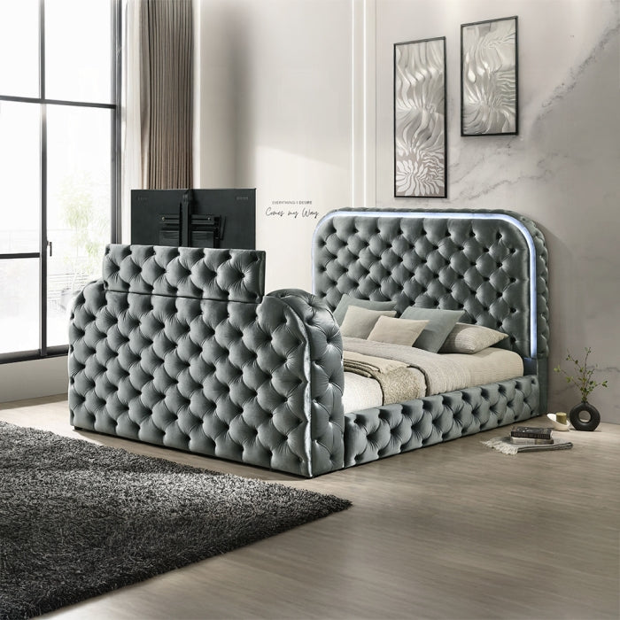 Kana Bed w/LED, Fireplace & TV Stand