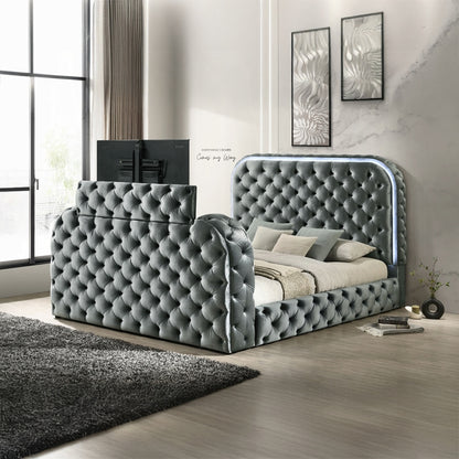 Kana Bed w/LED, Fireplace & TV Stand
