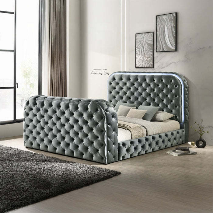Kana Bed w/LED, Fireplace & TV Stand