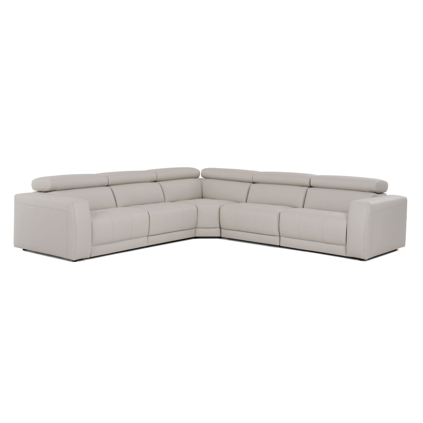 Lamod Italia Dalton - Modern Italian Light Grey Leather Sectional + Recliners.      Estimated Back In Stock on:
March, 10 2025